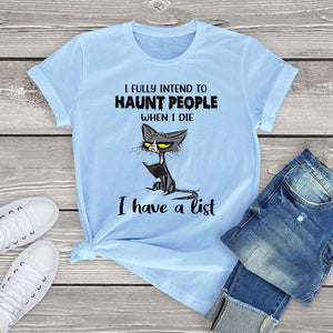 Funny Angry Cat Graphic T Shirts for Women Clothing Halloween Gifts Harajuku Short Sleeve Tee Tops Kawaii Cotton Girls Tshirts