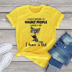 Funny Angry Cat Graphic T Shirts for Women Clothing Halloween Gifts Harajuku Short Sleeve Tee Tops Kawaii Cotton Girls Tshirts