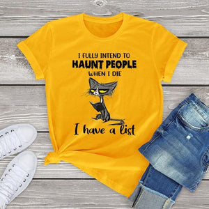 Funny Angry Cat Graphic T Shirts for Women Clothing Halloween Gifts Harajuku Short Sleeve Tee Tops Kawaii Cotton Girls Tshirts