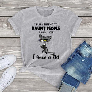 Funny Angry Cat Graphic T Shirts for Women Clothing Halloween Gifts Harajuku Short Sleeve Tee Tops Kawaii Cotton Girls Tshirts