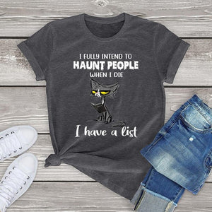 Funny Angry Cat Graphic T Shirts for Women Clothing Halloween Gifts Harajuku Short Sleeve Tee Tops Kawaii Cotton Girls Tshirts