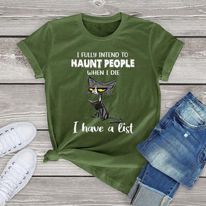 Funny Angry Cat Graphic T Shirts for Women Clothing Halloween Gifts Harajuku Short Sleeve Tee Tops Kawaii Cotton Girls Tshirts