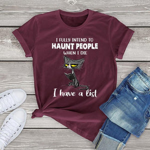 Funny Angry Cat Graphic T Shirts for Women Clothing Halloween Gifts Harajuku Short Sleeve Tee Tops Kawaii Cotton Girls Tshirts