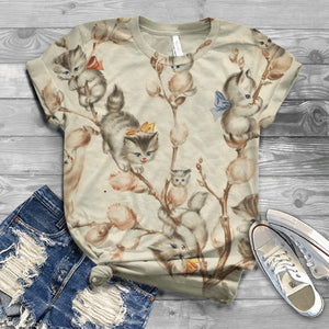New Woman Casual Tshirts Women Summer 2022 Short Sleeve 3D Cat Printing O-Neck Harajuku Tops T Shirt Женская футболка