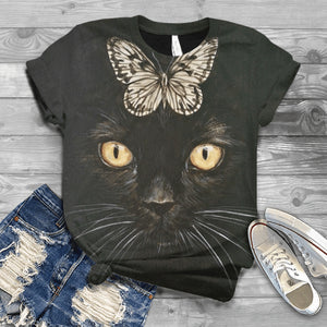 New Woman Casual Tshirts Women Summer 2022 Short Sleeve 3D Cat Printing O-Neck Harajuku Tops T Shirt Женская футболка