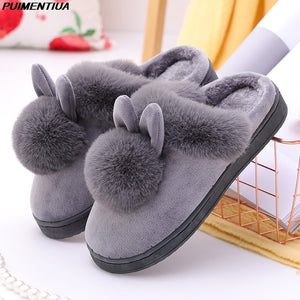 Women House Slippers Cartoon Cat Cute Shoes Non-Slip Soft Winter Warm Indoor Bedroom Home Slides Lovers Couples Floor Shoes