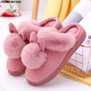 Women House Slippers Cartoon Cat Cute Shoes Non-Slip Soft Winter Warm Indoor Bedroom Home Slides Lovers Couples Floor Shoes
