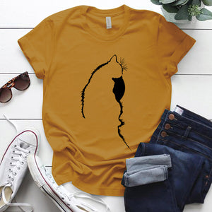Femme T-shirts Tops Kawaii Cute Cat Silhouette Printing Aesthetic Graphic T Shirts Summer Clothes for Women Harajuku Ropa Mujer