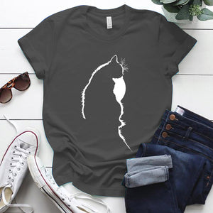 Femme T-shirts Tops Kawaii Cute Cat Silhouette Printing Aesthetic Graphic T Shirts Summer Clothes for Women Harajuku Ropa Mujer
