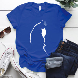 Femme T-shirts Tops Kawaii Cute Cat Silhouette Printing Aesthetic Graphic T Shirts Summer Clothes for Women Harajuku Ropa Mujer