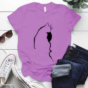 Femme T-shirts Tops Kawaii Cute Cat Silhouette Printing Aesthetic Graphic T Shirts Summer Clothes for Women Harajuku Ropa Mujer