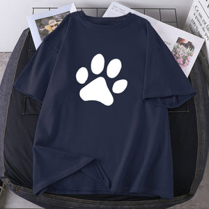 Short Sleeve Oversize Female Clothing 2021 Cat Foots Summer T-shirts Woman New O-neck K-pop Tops Tees Leisure Hip Hop Camisetas