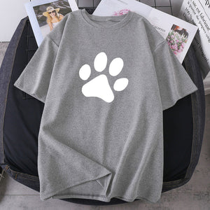 Short Sleeve Oversize Female Clothing 2021 Cat Foots Summer T-shirts Woman New O-neck K-pop Tops Tees Leisure Hip Hop Camisetas