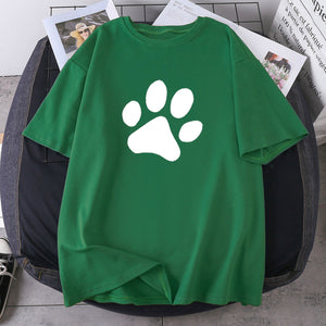Short Sleeve Oversize Female Clothing 2021 Cat Foots Summer T-shirts Woman New O-neck K-pop Tops Tees Leisure Hip Hop Camisetas