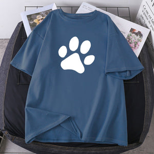 Short Sleeve Oversize Female Clothing 2021 Cat Foots Summer T-shirts Woman New O-neck K-pop Tops Tees Leisure Hip Hop Camisetas