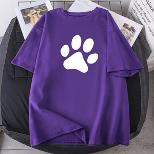 Short Sleeve Oversize Female Clothing 2021 Cat Foots Summer T-shirts Woman New O-neck K-pop Tops Tees Leisure Hip Hop Camisetas