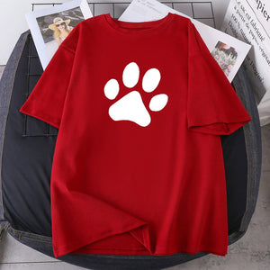 Short Sleeve Oversize Female Clothing 2021 Cat Foots Summer T-shirts Woman New O-neck K-pop Tops Tees Leisure Hip Hop Camisetas