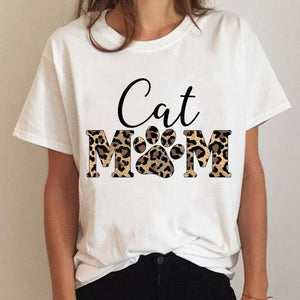 Clothes Ladies Cat Watercolor 90s Fashion Clothing T-shirt Summer Tee Women Graphic T Shirt Short Sleeve Cartoon Female Top
