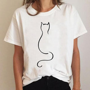 Clothes Ladies Cat Watercolor 90s Fashion Clothing T-shirt Summer Tee Women Graphic T Shirt Short Sleeve Cartoon Female Top