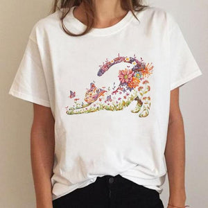 Clothes Ladies Cat Watercolor 90s Fashion Clothing T-shirt Summer Tee Women Graphic T Shirt Short Sleeve Cartoon Female Top