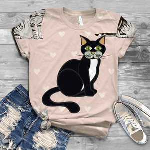 Women&#39;s Clothing Summer Short Sleeve T-shirts Digital 3D Kawaii Cat Printed Harajuku Tops Female O Neck Shirt Mujer Camisetas