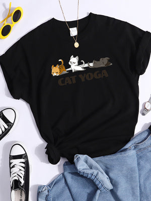 Tshirt For Woman Tsundere Cat Drinking Tea Women&#39;s Tshirt Oversize Fashion Women Clothing Funny Korean Style T-Shirts For Woman