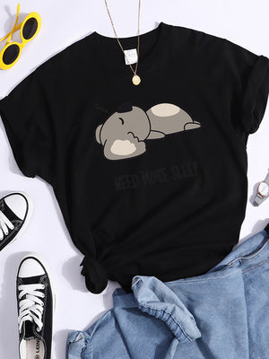 Tshirt For Woman Tsundere Cat Drinking Tea Women&#39;s Tshirt Oversize Fashion Women Clothing Funny Korean Style T-Shirts For Woman