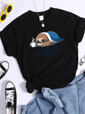 Tshirt For Woman Tsundere Cat Drinking Tea Women&#39;s Tshirt Oversize Fashion Women Clothing Funny Korean Style T-Shirts For Woman