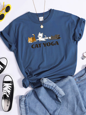 Tshirt For Woman Tsundere Cat Drinking Tea Women&#39;s Tshirt Oversize Fashion Women Clothing Funny Korean Style T-Shirts For Woman