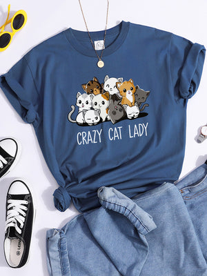 Tshirt For Woman Tsundere Cat Drinking Tea Women&#39;s Tshirt Oversize Fashion Women Clothing Funny Korean Style T-Shirts For Woman