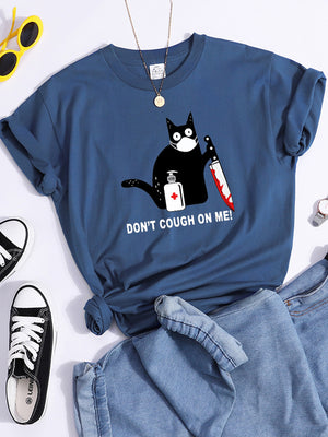 Tshirt For Woman Tsundere Cat Drinking Tea Women&#39;s Tshirt Oversize Fashion Women Clothing Funny Korean Style T-Shirts For Woman