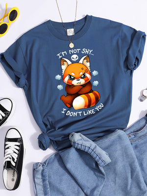 Tshirt For Woman Tsundere Cat Drinking Tea Women&#39;s Tshirt Oversize Fashion Women Clothing Funny Korean Style T-Shirts For Woman