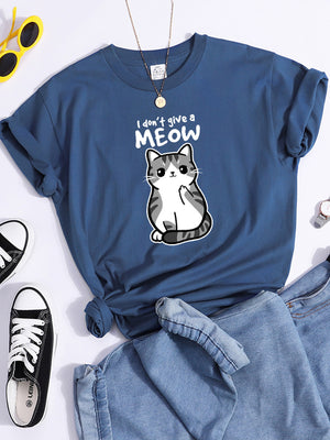 Tshirt For Woman Tsundere Cat Drinking Tea Women&#39;s Tshirt Oversize Fashion Women Clothing Funny Korean Style T-Shirts For Woman