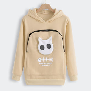 Winter Hoodies Sweatshirt Man Women Animal Pouch Hood Pullover Blouse Tops Lady Carry Dog Cat Breathable Sweatshirts 3XL