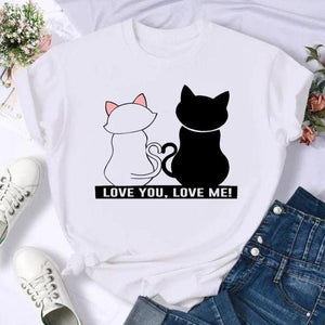 Women Print Cat Lovely Pet Animal Cute T Shirt Fashion Summer Female Casual Top Short Sleeve Tshirts Cartoon Graphic Tee T-Shirt