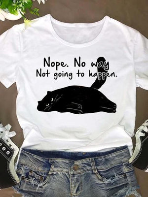 Women Short Sleeve Fashion Clothing Clothes Graphic T Shirt Cat Funny Sweet Lovely Trend Cartoon Summer Tee T-shirt Female Top