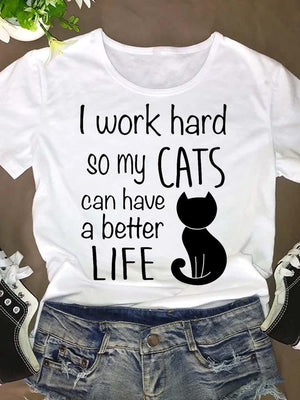 Women Short Sleeve Cat Funny Animal 90s O-neck Fashion Clothing Clothes Graphic T Shirt Cartoon Summer Tee T-shirt Female Top