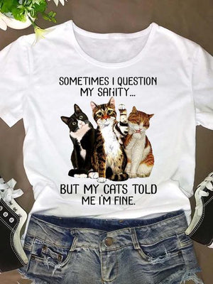 Women Short Sleeve Cat Funny Animal 90s O-neck Fashion Clothing Clothes Graphic T Shirt Cartoon Summer Tee T-shirt Female Top