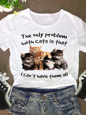 Women Short Sleeve Cat Funny Animal 90s O-neck Fashion Clothing Clothes Graphic T Shirt Cartoon Summer Tee T-shirt Female Top