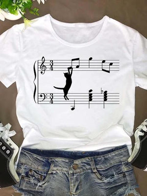 Women Short Sleeve Cat Funny Animal 90s O-neck Fashion Clothing Clothes Graphic T Shirt Cartoon Summer Tee T-shirt Female Top
