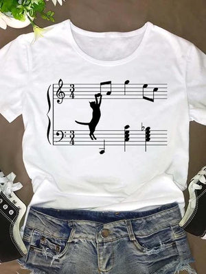 Women Short Sleeve Cat Funny Animal 90s O-neck Fashion Clothing Clothes Graphic T Shirt Cartoon Summer Tee T-shirt Female Top