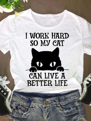 Women Short Sleeve Cat Funny Animal 90s O-neck Fashion Clothing Clothes Graphic T Shirt Cartoon Summer Tee T-shirt Female Top