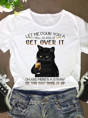 Women Short Sleeve Cat Funny Animal 90s O-neck Fashion Clothing Clothes Graphic T Shirt Cartoon Summer Tee T-shirt Female Top