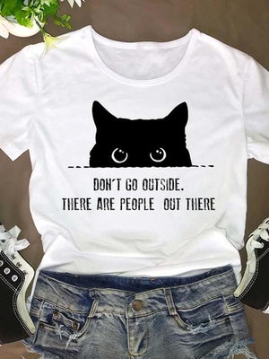 Women Short Sleeve Cat Funny Animal 90s O-neck Fashion Clothing Clothes Graphic T Shirt Cartoon Summer Tee T-shirt Female Top