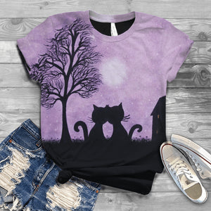 2022 New Harajuku Women Summer Short Sleeve Digital 3D Cat Print O Neck Top T Shirt Women T Shirt Mujer Camisetas
