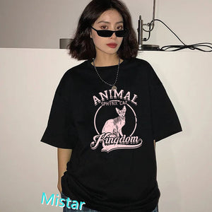 Death Metal Sphynx Cat T-Shirt Women Metal Harajuku Gothic TShirt female summer Aesthetic tshirt Hipster tops Graphic Tee shirt