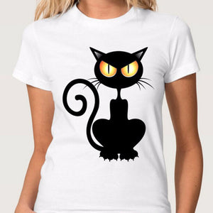 S-3XL 2022 Women 3D Cat Print White Soft Casual Lady T-Shirt Summer Short Sleeve Animal Round Neck Cheap Clothes Top Femme