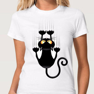 S-3XL 2022 Women 3D Cat Print White Soft Casual Lady T-Shirt Summer Short Sleeve Animal Round Neck Cheap Clothes Top Femme