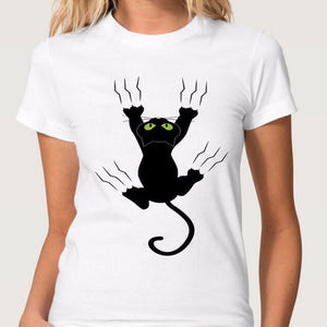 S-3XL 2022 Women 3D Cat Print White Soft Casual Lady T-Shirt Summer Short Sleeve Animal Round Neck Cheap Clothes Top Femme