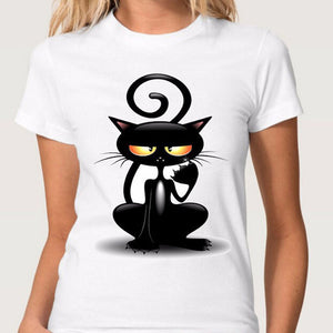 S-3XL 2022 Women 3D Cat Print White Soft Casual Lady T-Shirt Summer Short Sleeve Animal Round Neck Cheap Clothes Top Femme